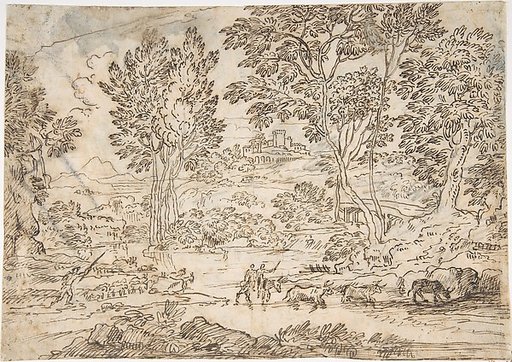 Sunrise (recto); Landscape with Figures (verso)