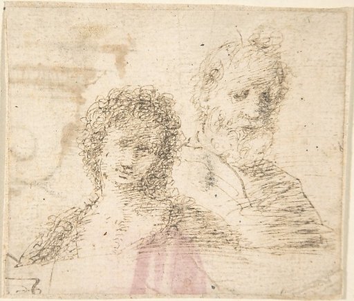 Busts of a Young Woman and an Old Bearded Man