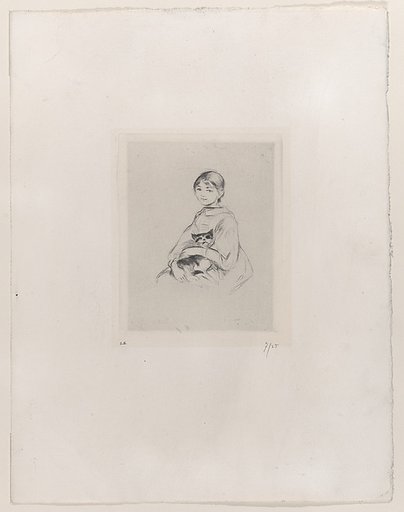 Young Girl with a Cat, after a portrait of Julie Manet by Renoir