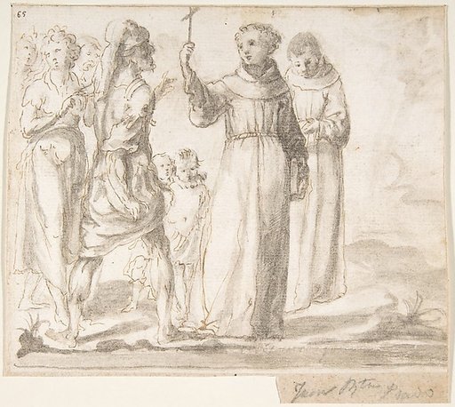Figure of Monk Preaching to a Group of Figures