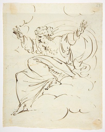 God The Father Creating (?) (recto); Study of neo-classical statue of a nude male (verso)