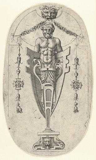 Male Terminal Figure; Torso with Beard and Turban on a Half-
Length Pedestal Enclosed by a Shield