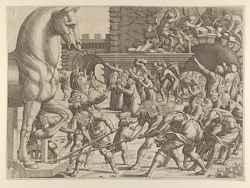 The Trojans Bring the Wooden Horse into Their City