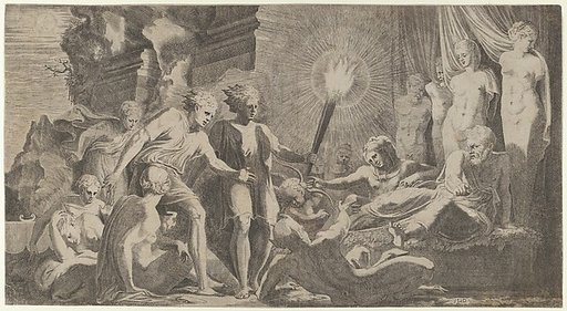 Hercules surprising Fanus who mistook him for Omphale