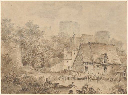 Farm Buildings beside a Waterway