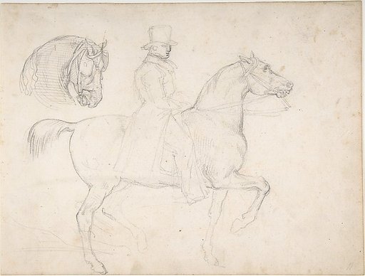Man on Horseback, and Study of Horse's Head