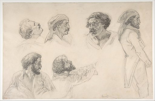 Six studies for Corréard and Savigny in the "Raft of the Medusa"