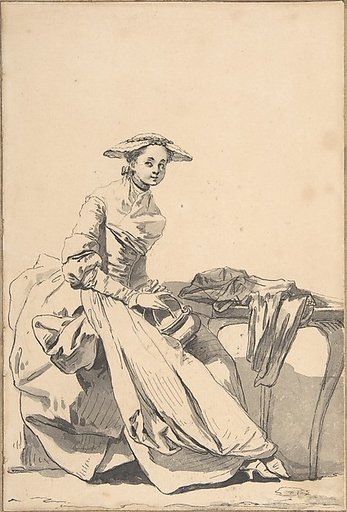 Florentine Woman Wearing a Butterfly Cap and Holding a Hand Warmer