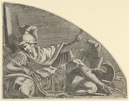 Mars seated on his Trophies