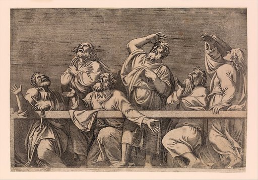 The Apostles Looking at Christ and the Virgin in a Glory of Angels (bottom right plate)