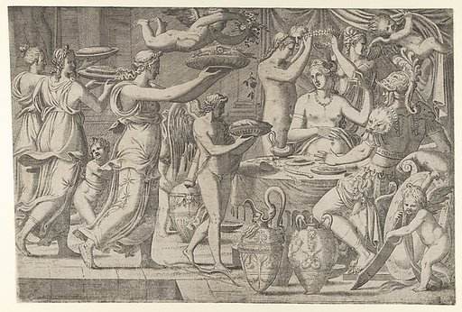 Mars and Venus Being Served at Table by Cupid
