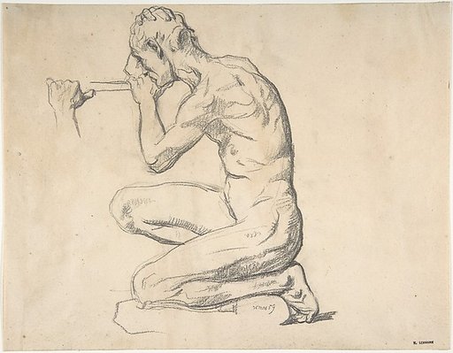 Kneeling Nude Male Figure, Facing Left