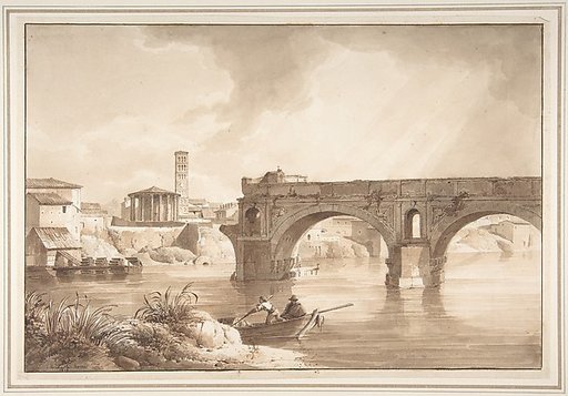 A View of the Tiber from the North Bank, with the Temple of Vesta, the Campanile of S. Maria in Cosmedin and the Ponte Rotto
