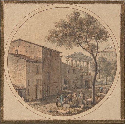 View of the Roman Forum with the Temple of Saturn in the Background