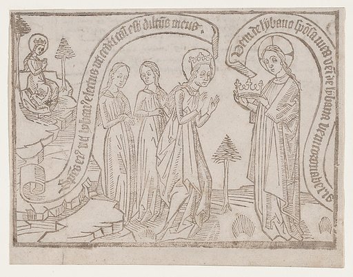 The Bridegroom Offering a Crown to the Bride, from a "Canticum Canticorum" block book, second edition