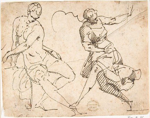 Seated Female Nude and Dancing Female Figure