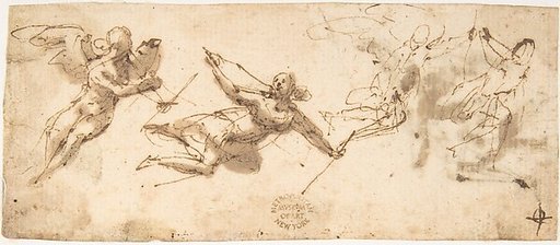 Four Flying Angels (recto); Two Flying Figures (verso)
