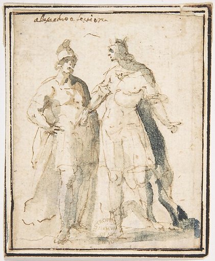Two Standing Male Figures in Antique Military Costume