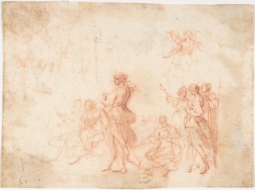 Group of Standing and Seated Female Figures (recto); Costumed Female Figure (verso)