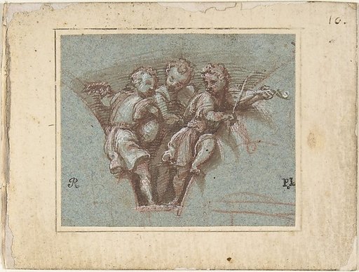 Design for a Pendentive:  Youthful Musicians with Stringed Instruments