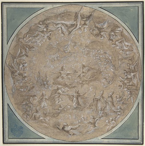 Monastic Saint Presented to the Holy Trinity by the Virgin, Study for a Circular Ceiling Decoration