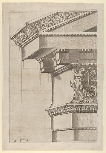 Temple of Serapis, pediment and cornice, projection view
