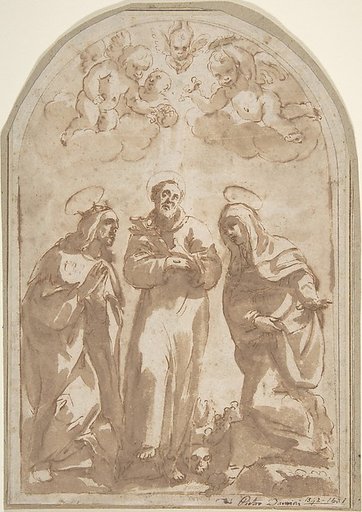 Saint Louis of France, Saint Francis, and a Female Monastic Saint