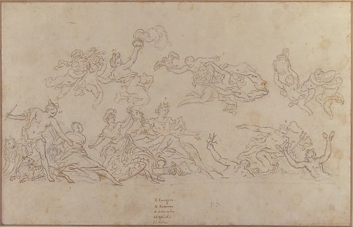 Design for a Ceiling Decoration with Neptune and Allegories of the Four Continents