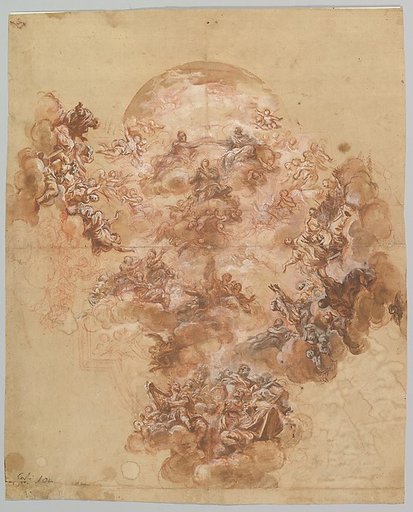 Study for a Ceiling Decoration: Coronation of the Virgin (recto); Female Head (verso)