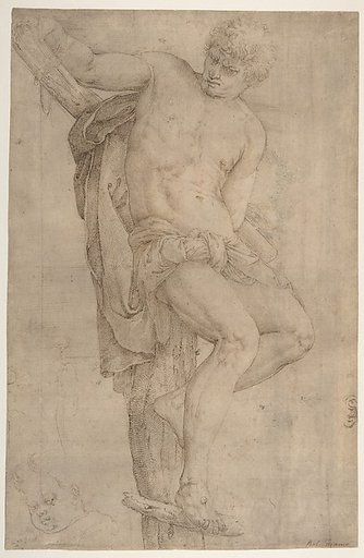 The Unrepentant Thief on the Cross, Study of a Child's Head at Lower Left, and of an Ear at Lower Right Border