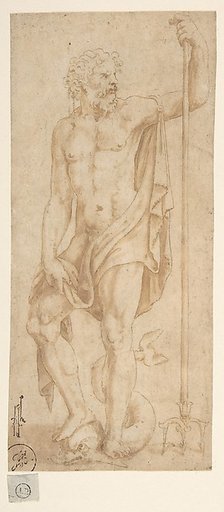 Neptune Holding a Trident and Standing on a Dolphin