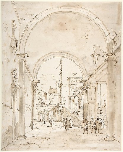 Architectural Capriccio: Grand Staircase Seen through an Archway