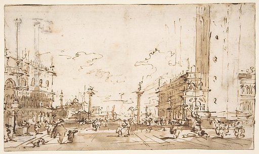 The Piazzetta, Looking Toward San Giorgio Maggiore (recto); Two Columns (verso)
