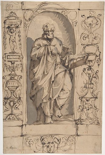 Draped Male Figure Standing in a Niche