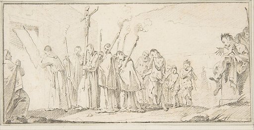 Illustration for a Book:  Procession of Monks and Flagellants