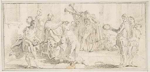Illustration for a Book:  Allegorical Scene of Coronation
