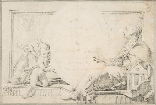 Illustration for a Book:  Frontispiece with a Female Allegorical Figure (Religion?) and a Putto
