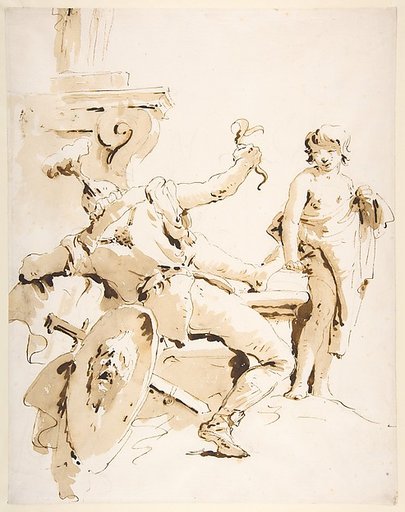 Scherzo di Fantasia: Seated Warrior Holding a Serpent, and Standing Youth