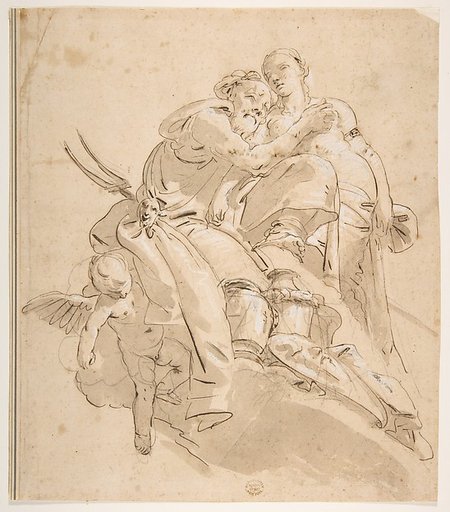 Marine Deity with Attendant Female Figure