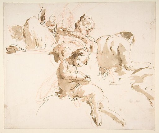 Two Seated Satyrs and a Child Satyr
