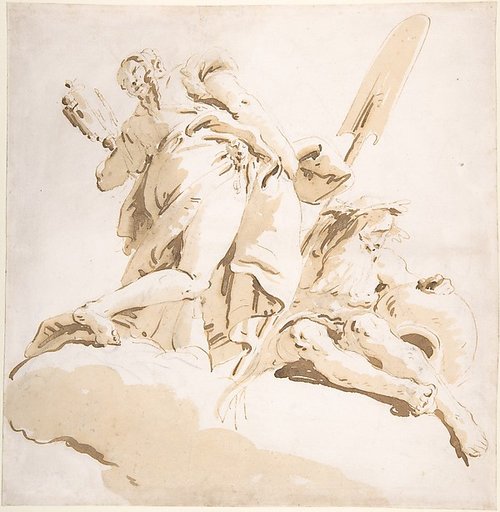 Standing Figure of Prudence and a Seated River God