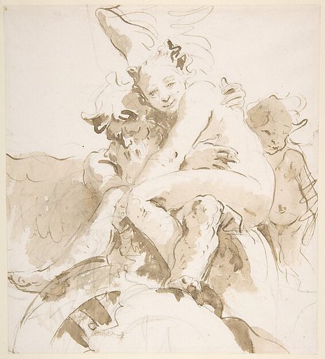 Time Holding a Nude Woman, a Putto at Right