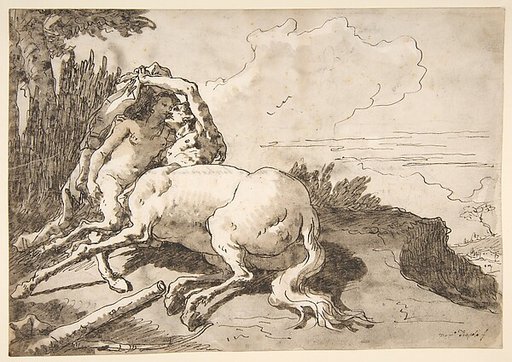 Centaur Embracing a Satyress