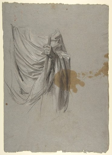 Drapery Study for Saint Remi (middle register; study for wall paintings in the Chapel of Saint Remi, Sainte-Clotilde, Paris, 1858)
