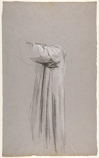 Drapery Study for a Monk (lower register; study for wall paintings in the Chapel of Saint Remi, Sainte-Clotilde, Paris, 1858)