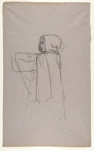 Monk (lower register); verso:  Drapery Study for a Bishop (lower register); (studies for wall paintings in the Chapel of Saint Remi, Sainte-Clotilde, Paris, 1858)