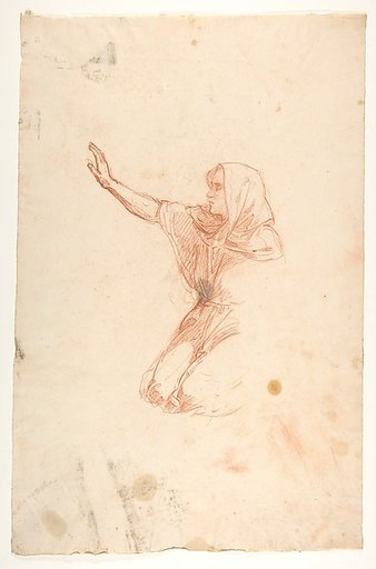 Kneeling Woman (lower register); verso:  Kneeling Woman (lower register); (studies for wall paintings in the Chapel of Saint Remi, Sainte-Clotilde, Paris, 1858)