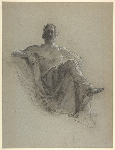 Seated Bearded Man, Nude to the Waist (Jupiter Seated)