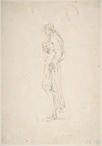 Sketched Caricature of a Standing Man Facing Left