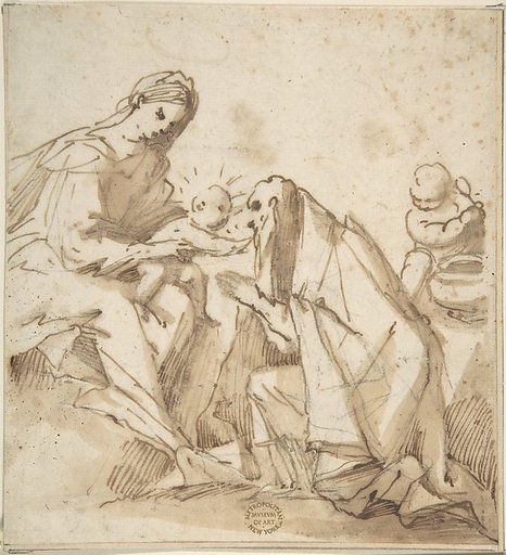Saint Adoring the Madonna and Child